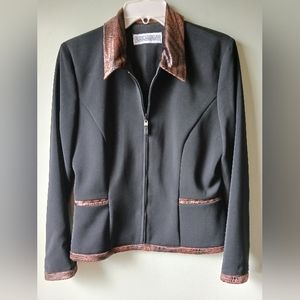 LIKE NEW Jessica Howard Blazer with Tiger Print Trim